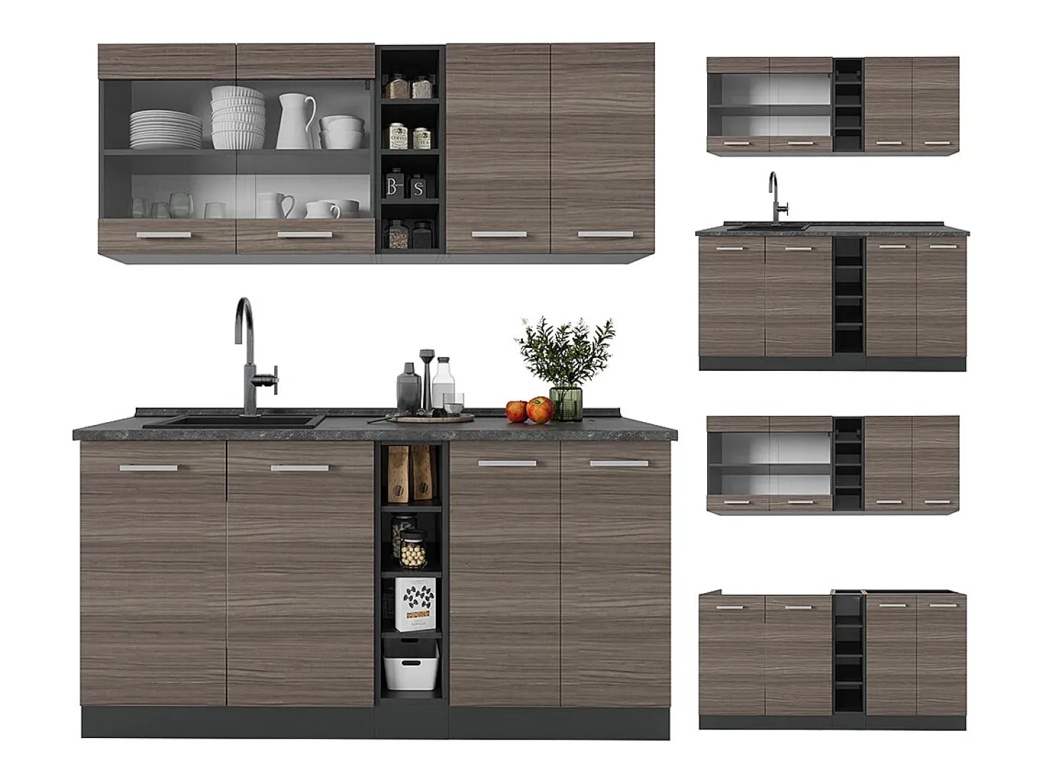 Cocina versátil gris noble/antracita 160x60x81.6 r-line