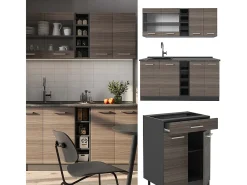Cocina versátil gris noble/antracita 160x60x81.6 r-line