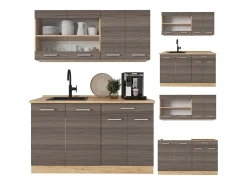 Cocina versátil gris noble/roble dorado 140x60x81.6 r-line
