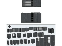 Cocina versátil hormigón negro/antracita 160x46x81.6 r-line
