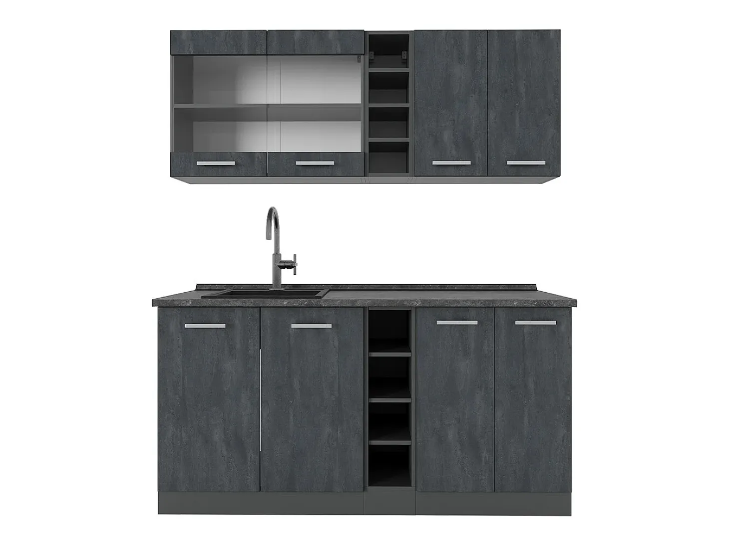 Cocina versátil hormigón negro/antracita 160x46x81.6 r-line