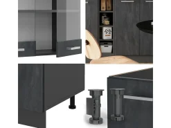 Cocina versátil hormigón negro/antracita 160x46x81.6 r-line