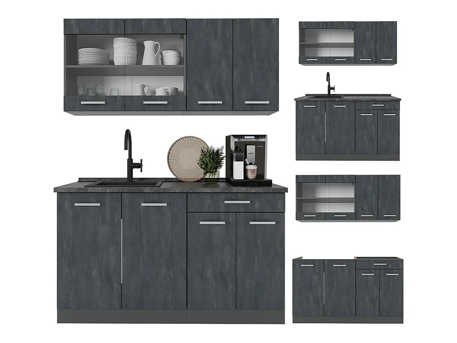 Cocina versátil hormigón negro/antracita 140x60x81.6 r-line