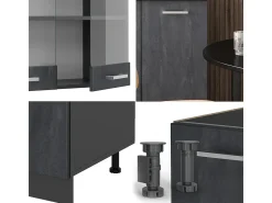 Cocina versátil hormigón negro/antracita 140x60x81.6 r-line