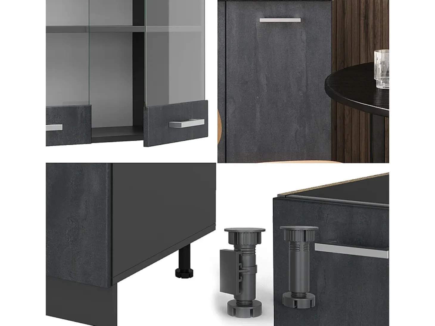 Cocina versátil hormigón negro/antracita 140x60x81.6 r-line