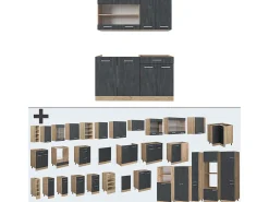 Cocina versátil hormigón negro/roble dorado 140x46x81.6 r-line