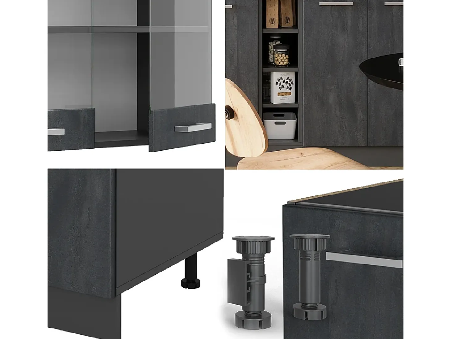 Cocina versátil hormigón negro/antracita 160x60x81.6 r-line