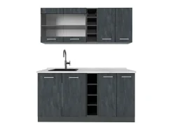 Cocina versátil hormigón negro/antracita 160x60x81.6 r-line