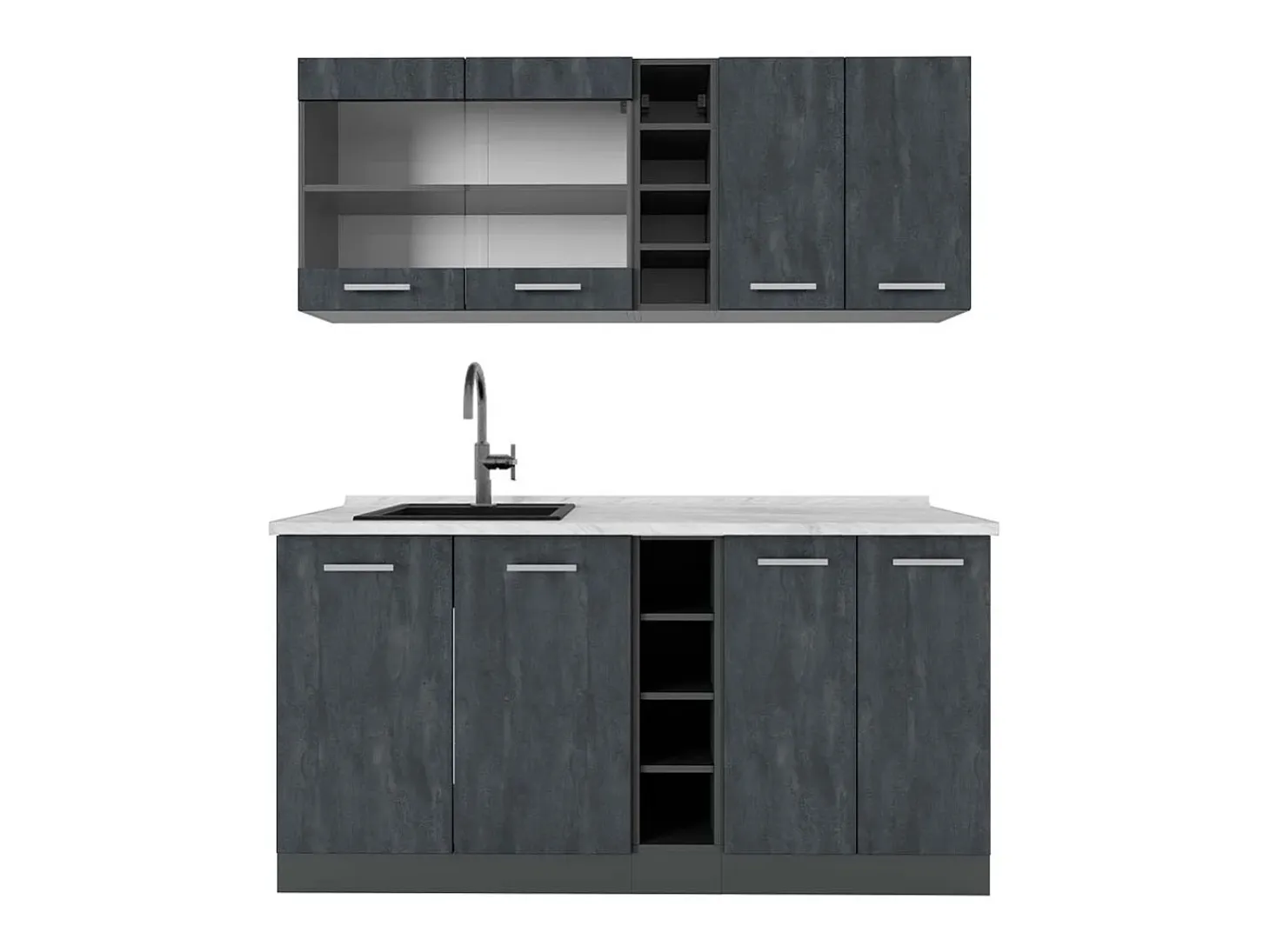 Cocina versátil hormigón negro/antracita 160x60x81.6 r-line