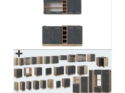 Cocina versátil hormigón negro/roble dorado 160x60x81.6 r-line