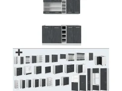Cocina versátil hormigón negro/blanco 160x46x81.6 r-line