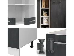 Cocina versátil hormigón negro/blanco 160x60x81.6 r-line