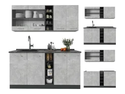 Cocina versátil hormigón/antracita 160x60x81.6 r-line