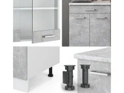 Cocina versátil hormigón/blanco 140x60x81.6 r-line