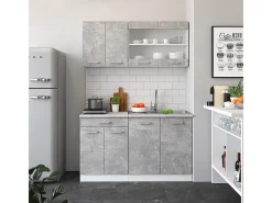 Cocina versátil hormigón/blanco 140x60x81.6 r-line