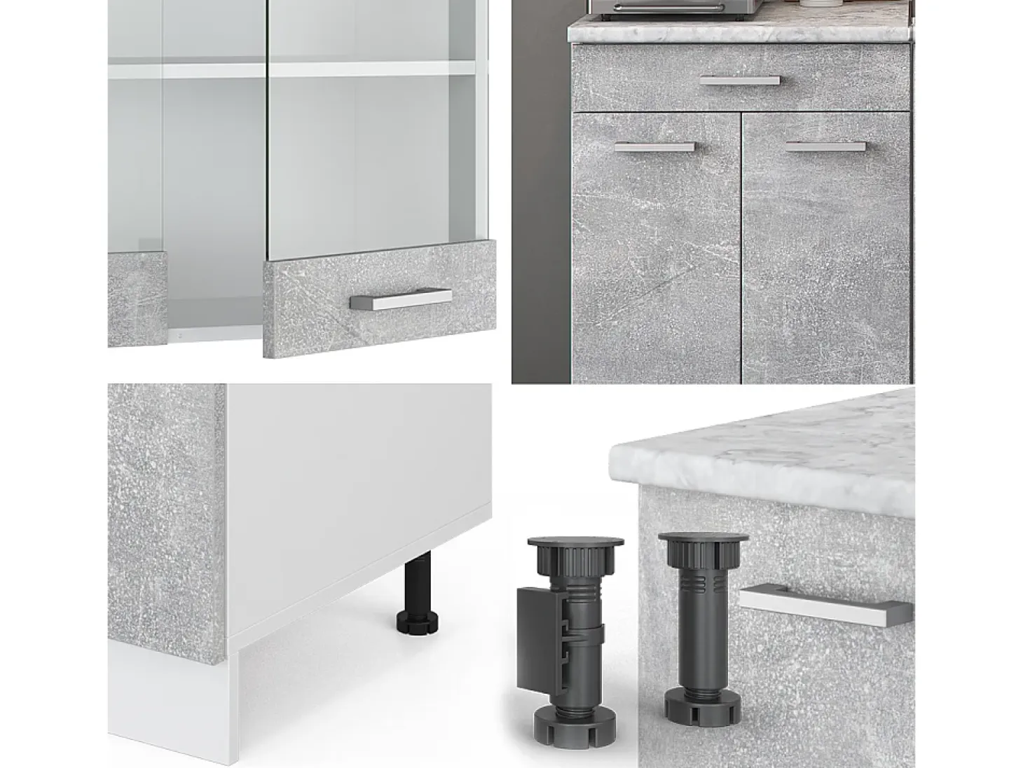 Cocina versátil hormigón/blanco 140x60x81.6 r-line