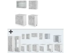 Cocina versátil hormigón/blanco 140x60x81.6 r-line