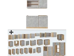 Cocina versátil hormigón/roble dorado 140x60x81.6 r-line