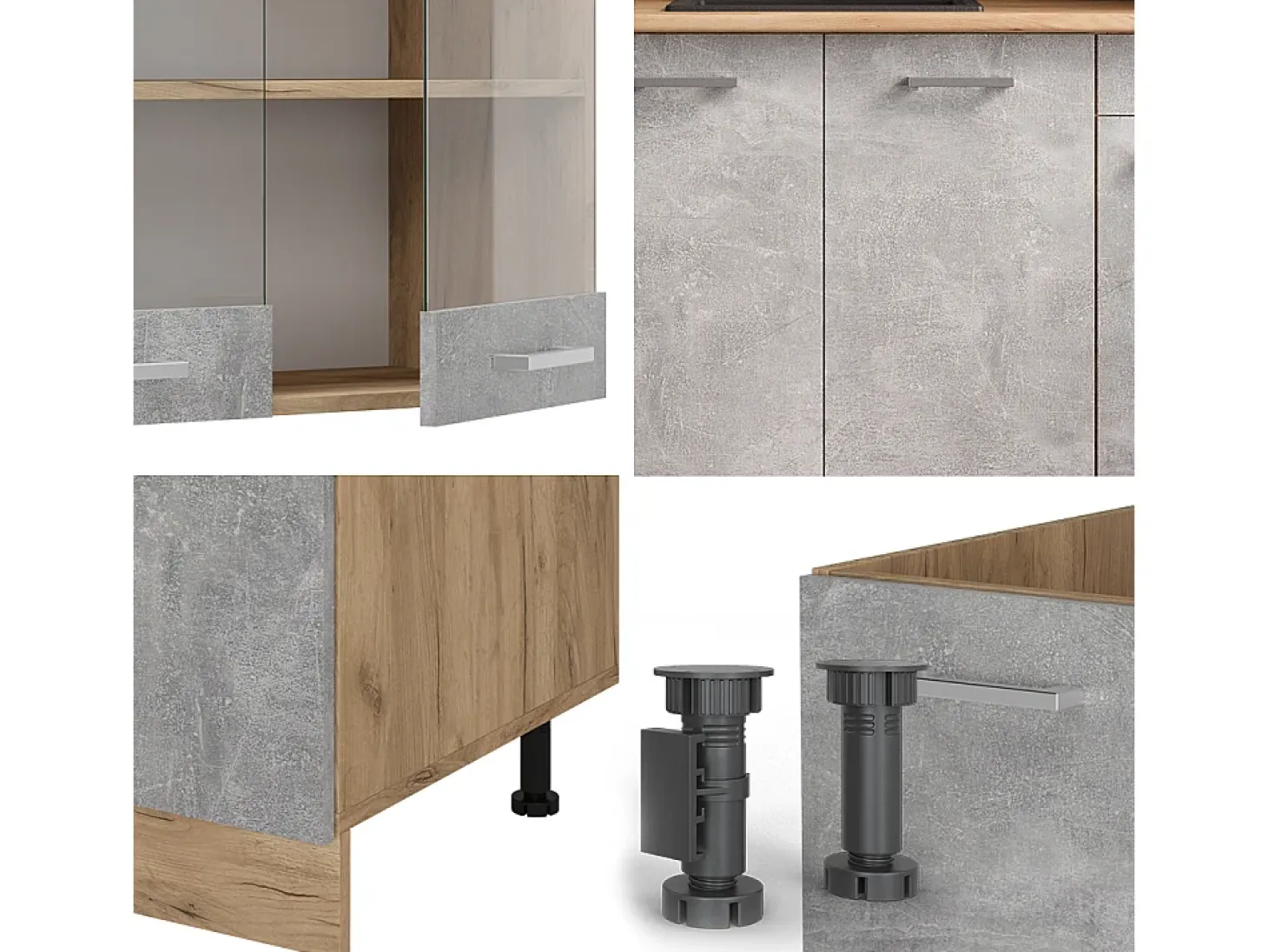 Cocina versátil hormigón/roble dorado 140x60x81.6 r-line
