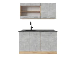 Cocina versátil hormigón/roble dorado 140x60x81.6 r-line