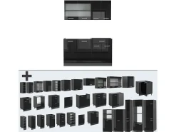 Cocina versátil negro/antracita de alto brillo 140x60x81.6 r-line