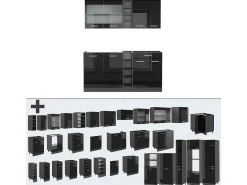Cocina versátil negro/antracita de alto brillo 160x60x81.6 r-line