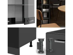 Cocina versátil negro/antracita de alto brillo 160x60x81.6 r-line