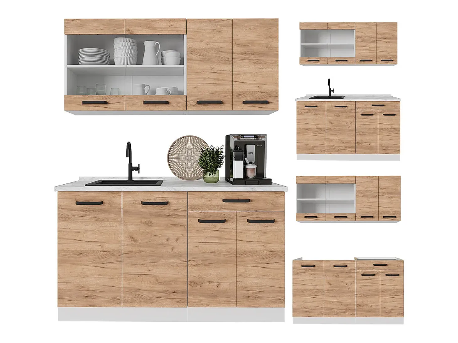 Cocina versátil oro potencia roble/blanco 140x60x81.6 r-line