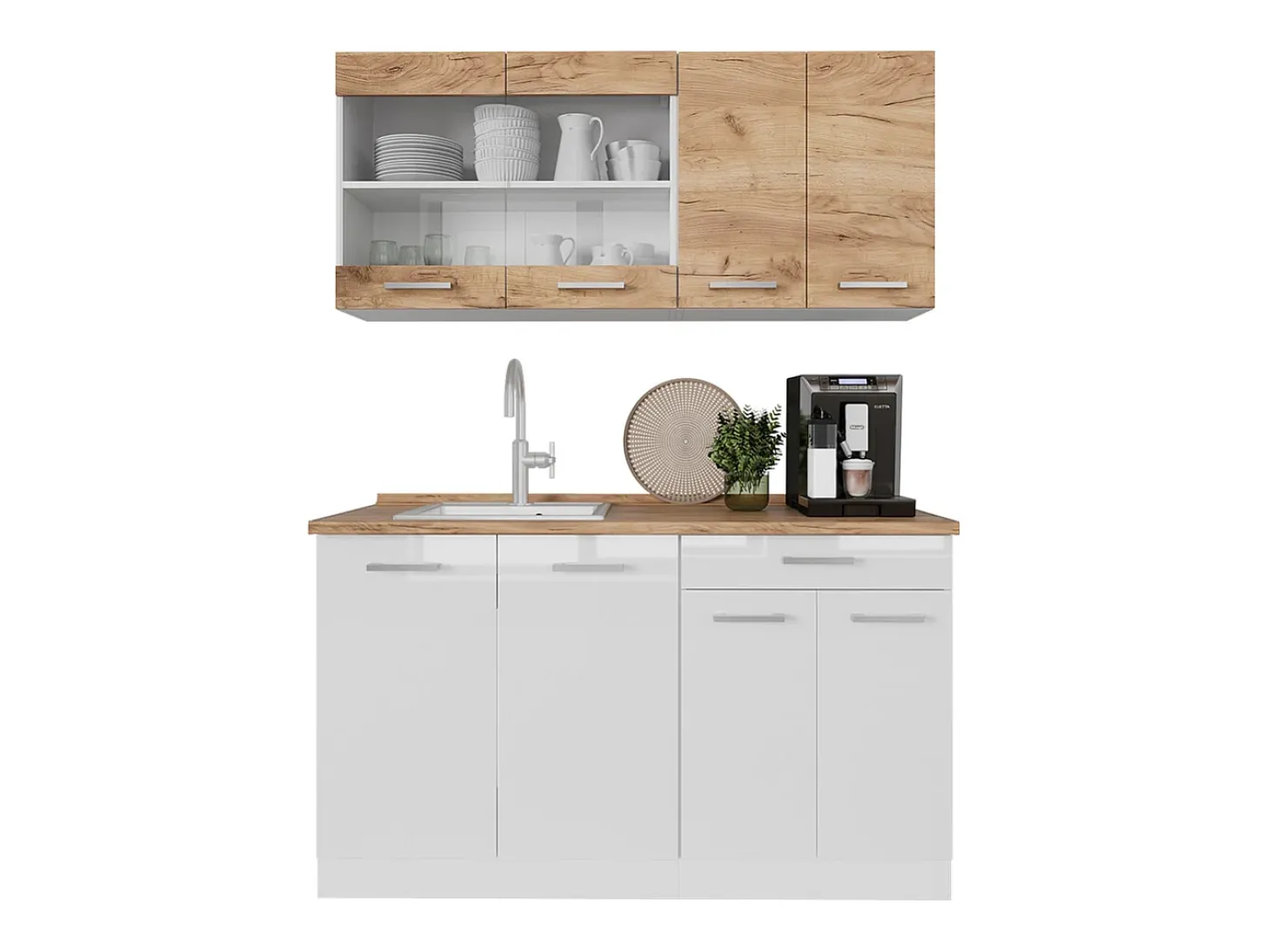 Cocina versátil oro potencia roble/blanco 140x60x81.6 r-line
