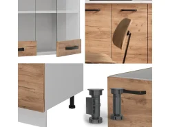 Cocina versátil oro potencia roble/blanco 140x60x81.6 r-line