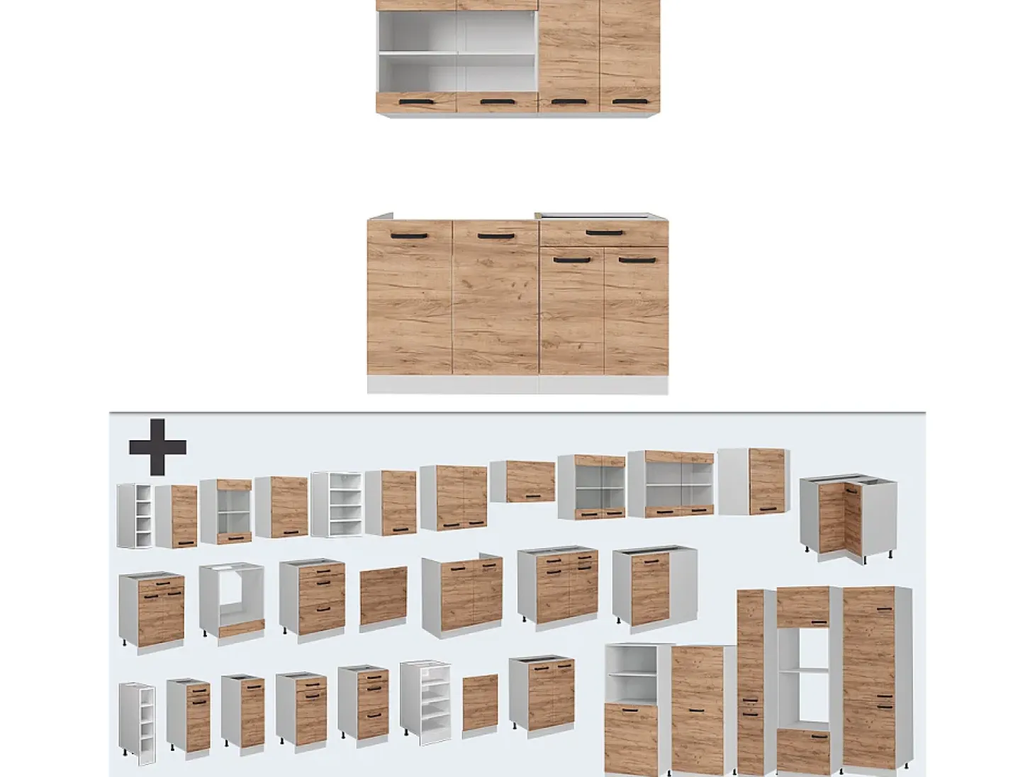 Cocina versátil oro potencia roble/blanco 140x60x81.6 r-line
