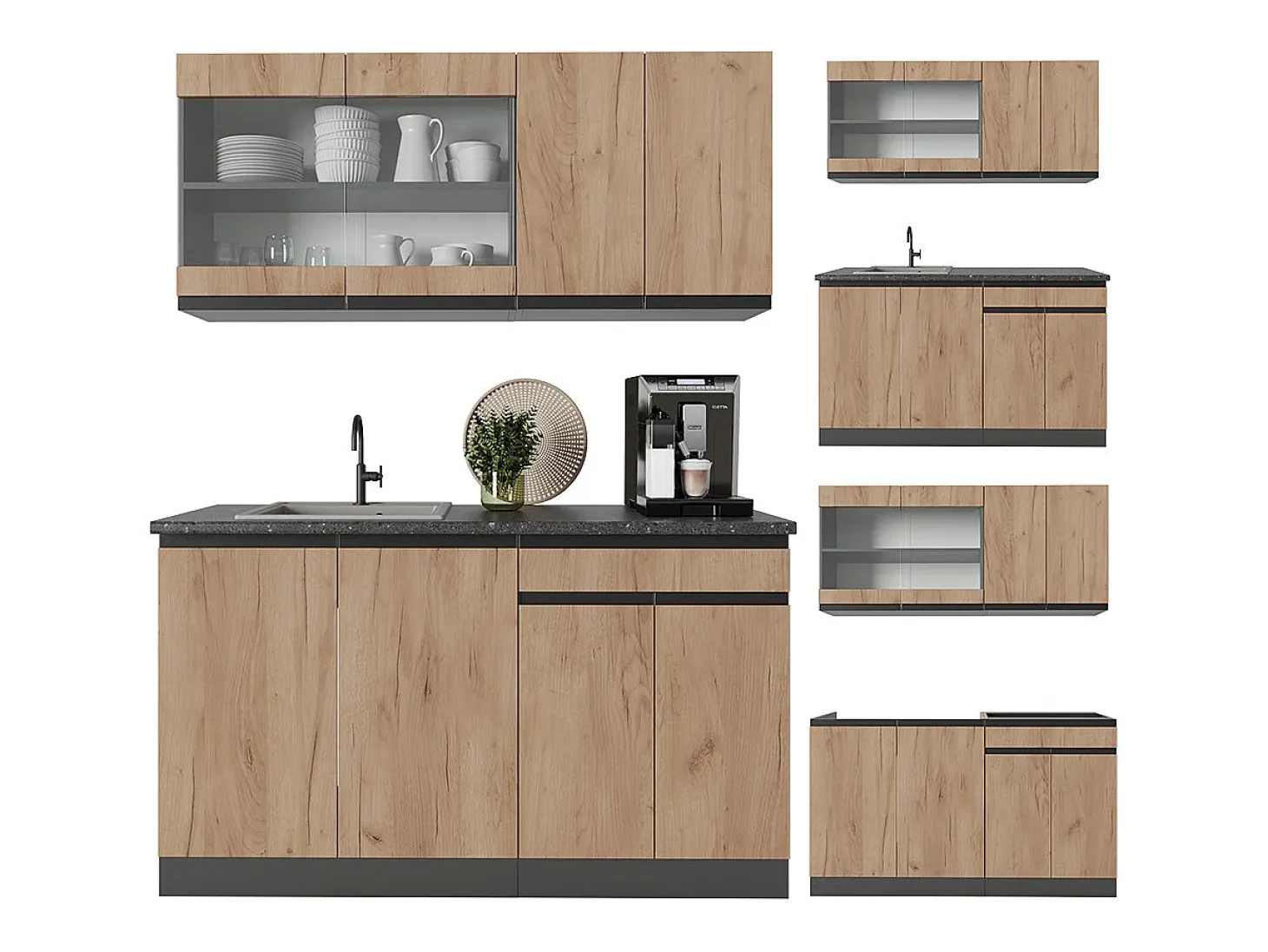 Cocina versátil oro power roble/antracita 140x60x81.6 r-line