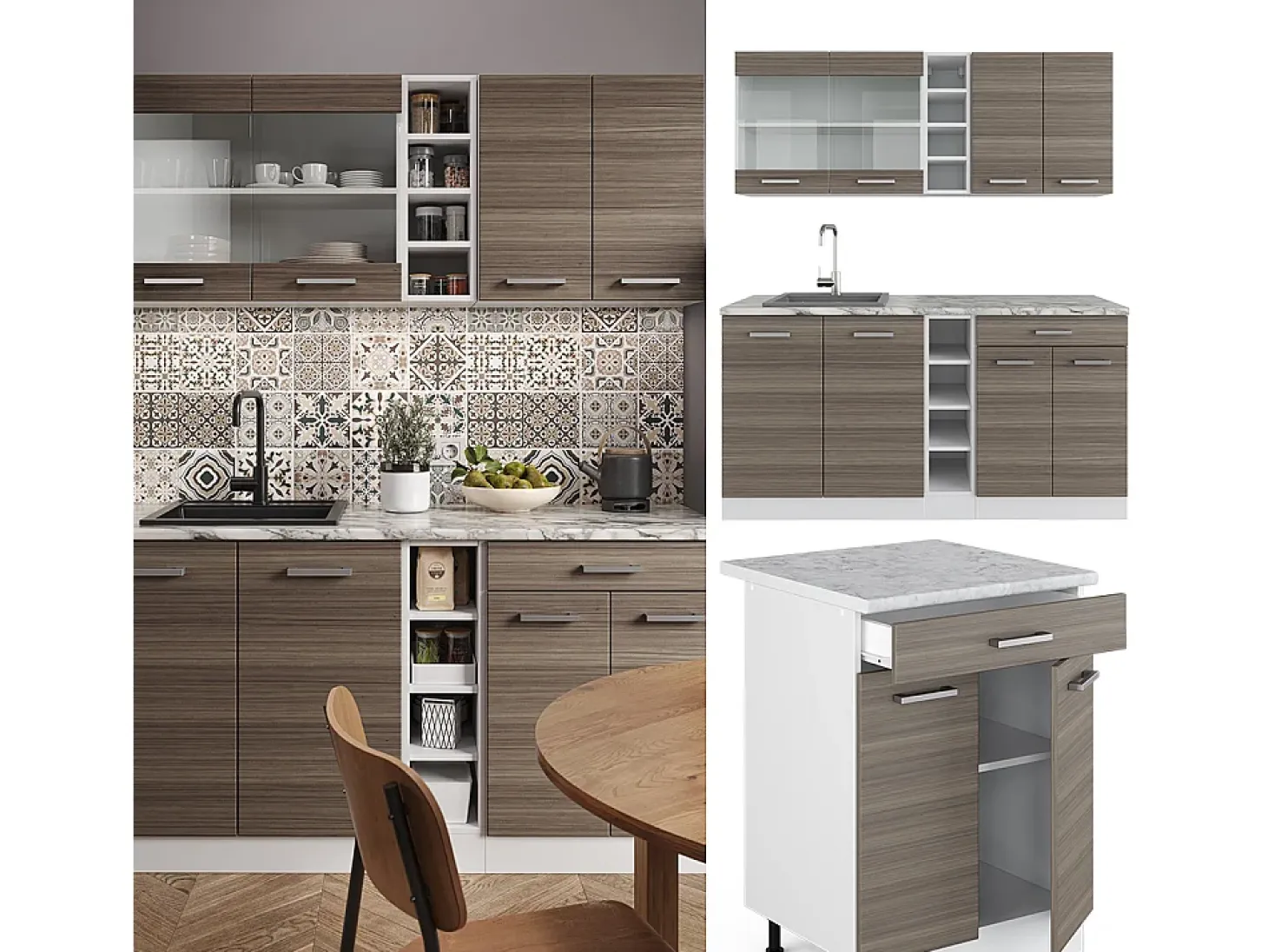 Cocina versátil precioso gris/blanco 160x60x81.6 r-line