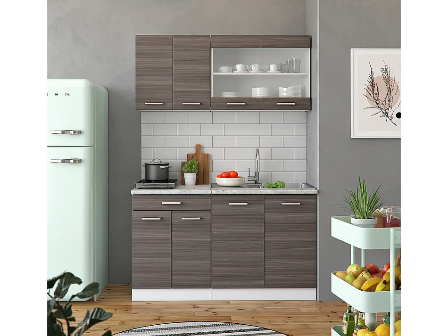 Cocina versátil precioso gris/blanco 140x60x81.6 r-line