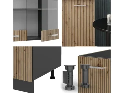 Cocina versátil roble artesanal/antracita 140x60x81.6 r-line