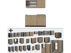 Cocina versátil roble artesanal/antracita 140x60x81.6 r-line