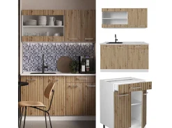 Cocina versátil roble artesanal/blanco 140x60x81.6 r-line