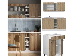 Cocina versátil roble artesanal/blanco 160x60x81.6 r-line