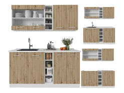 Cocina versátil roble artesanal/blanco 160x60x81.6 r-line