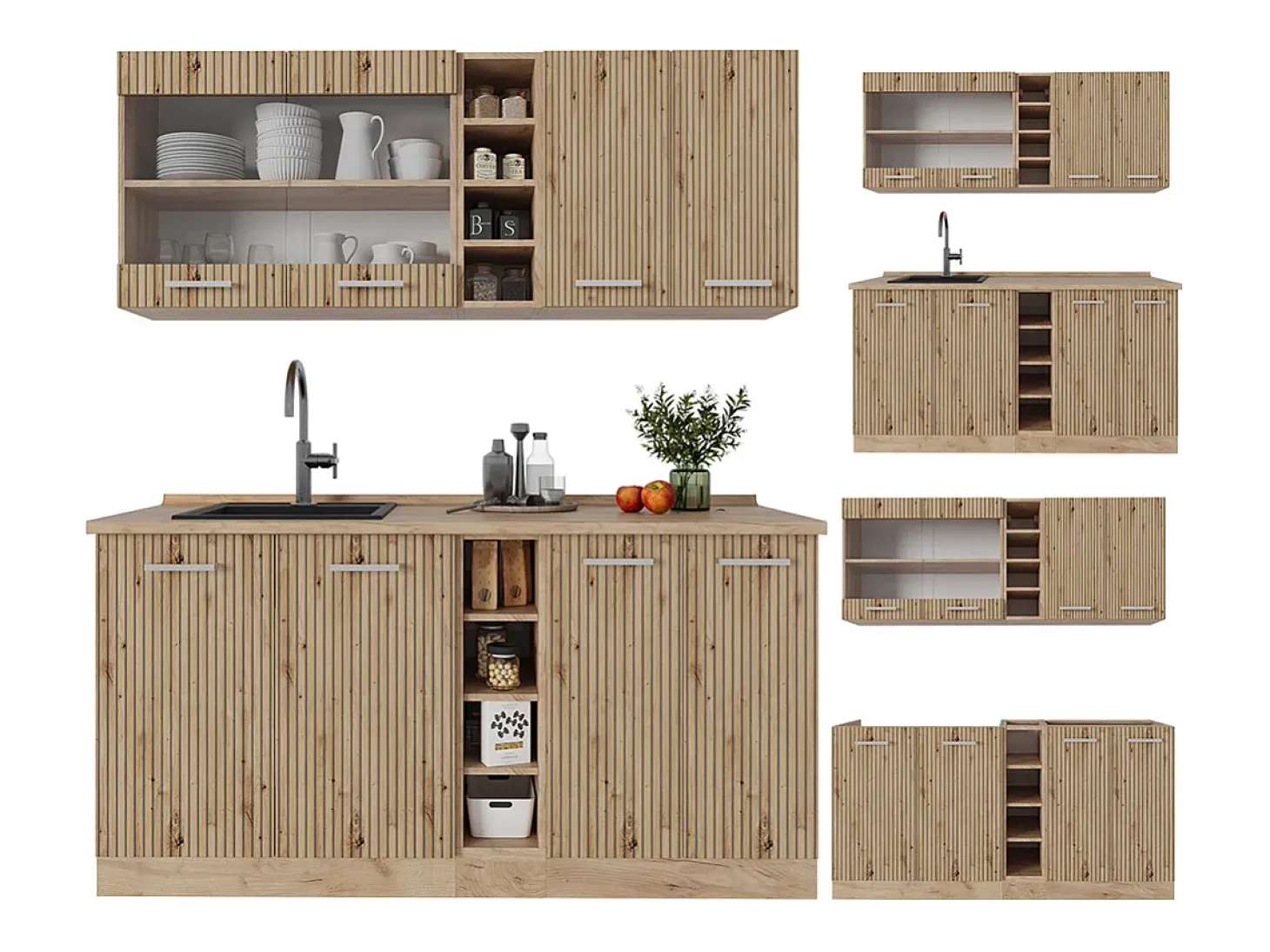 Cocina versátil roble artesanal/roble dorado 160x60x81.6 r-line