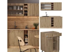 Cocina versátil roble artesanal/roble dorado 160x60x81.6 r-line