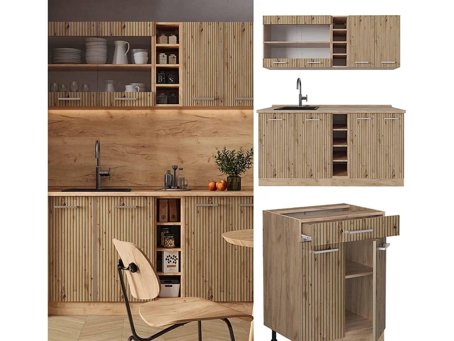 Cocina versátil roble artesanal/roble dorado 160x60x81.6 r-line
