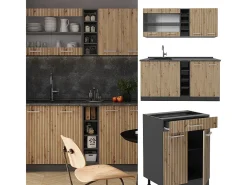 Cocina versátil roble artesanal/antracita 160x60x81.6 r-line
