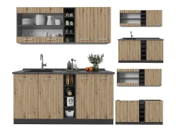 Cocina versátil roble artesanal/antracita 160x60x81.6 r-line