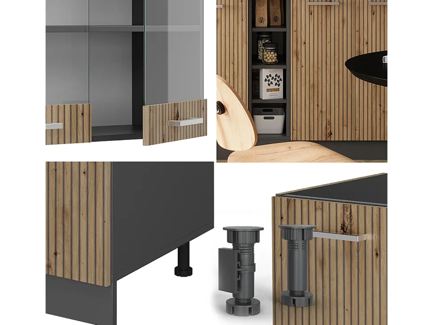 Cocina versátil roble artesanal/antracita 160x60x81.6 r-line