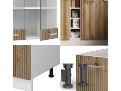 Cocina versátil roble artesanal/blanco 160x60x81.6 r-line