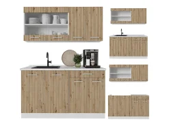 Cocina versátil roble artesanal/blanco 140x60x81.6 r-line