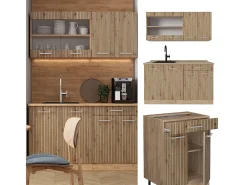 Cocina versátil roble artesanal/roble dorado 140x60x81.6 r-line