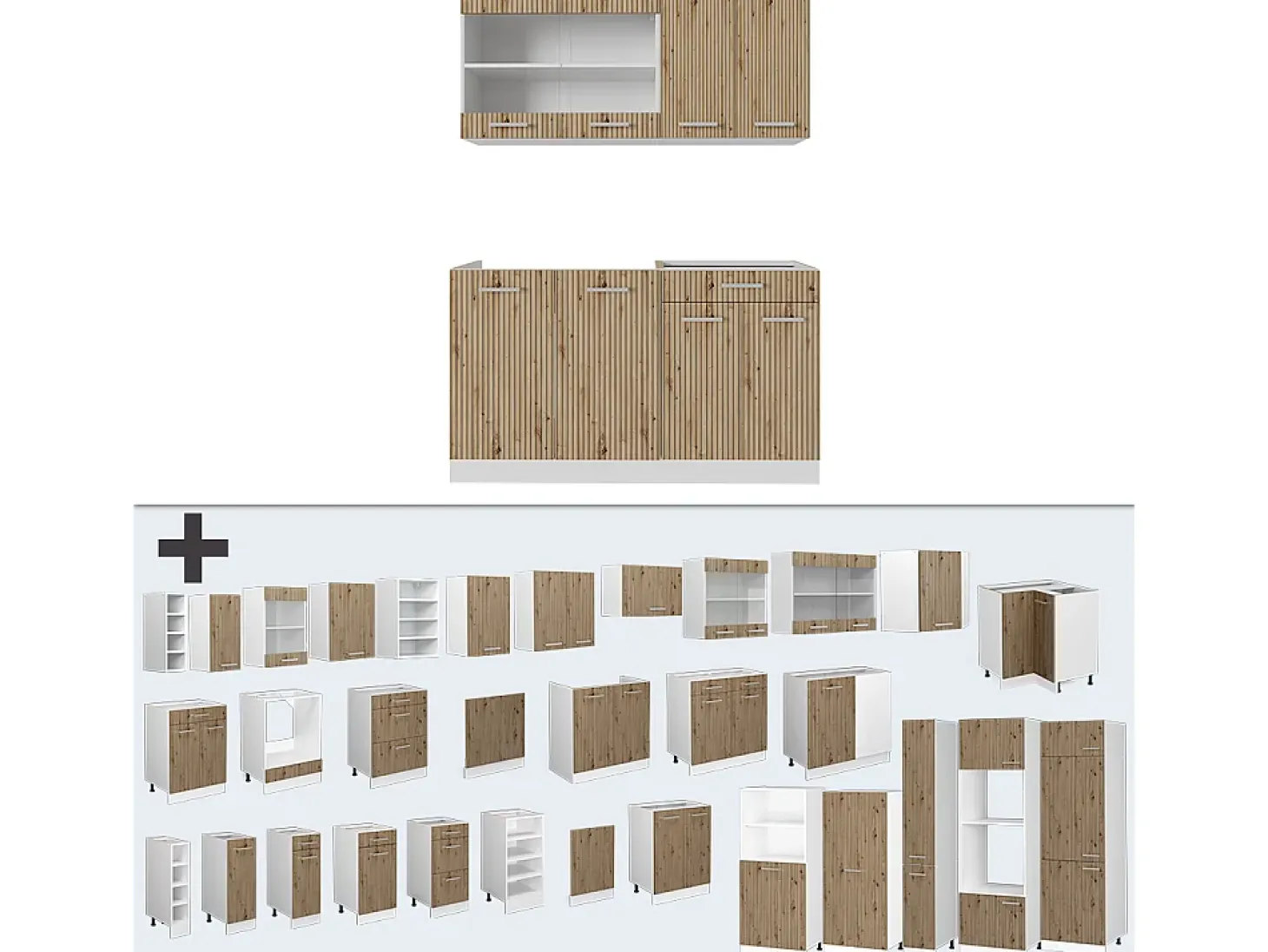 Cocina versátil roble artesanal/blanco 140x60x81.6 r-line