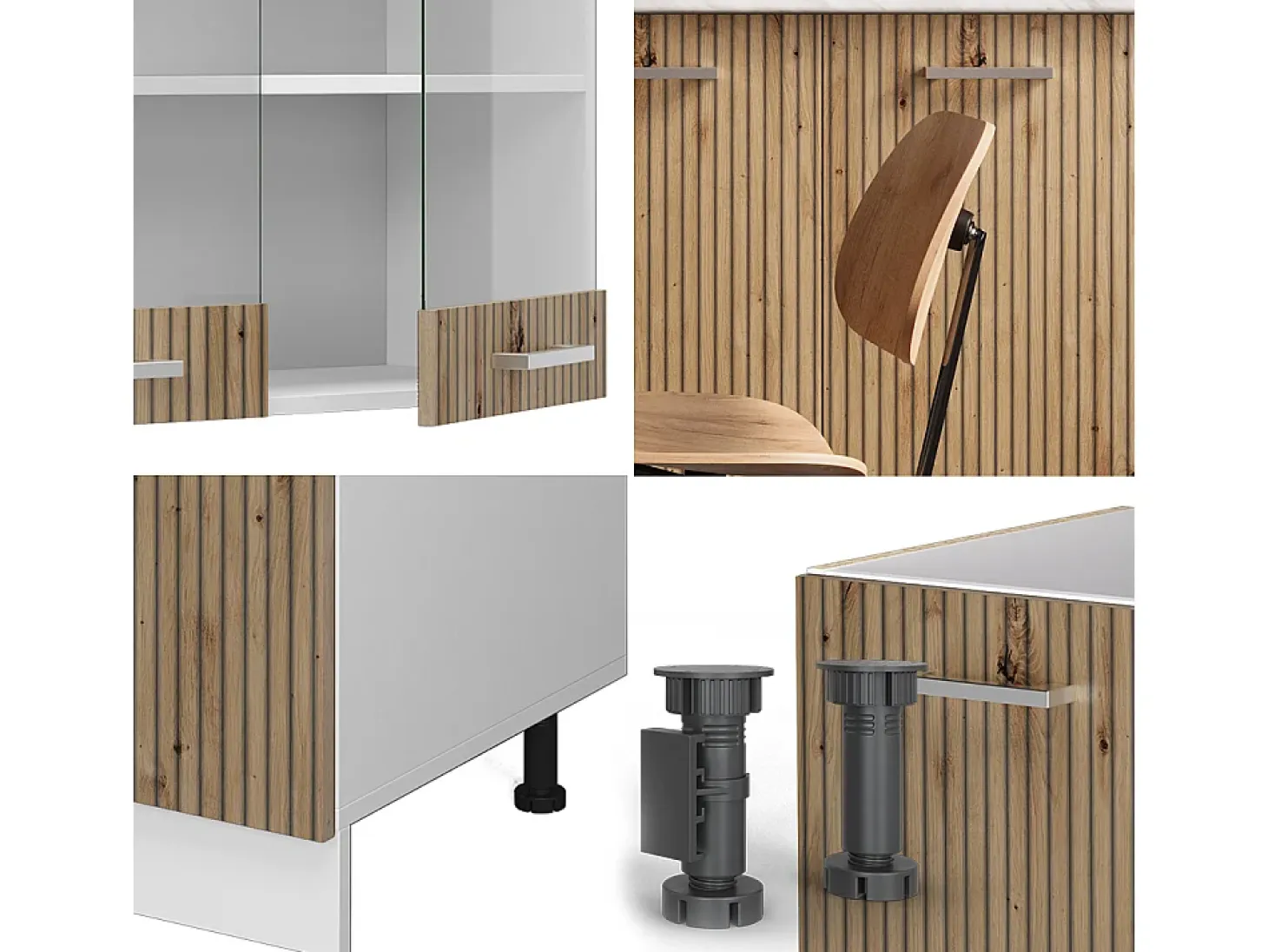 Cocina versátil roble artesanal/blanco 140x60x81.6 r-line